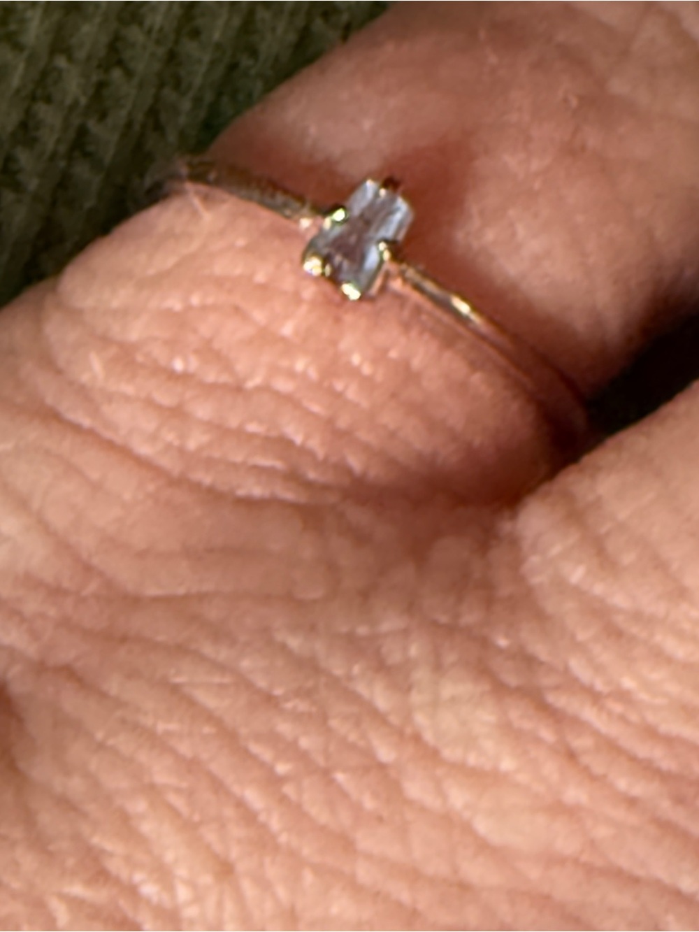 Delicate Gold Solitaire Ring with Clear Stone - Women Jewelry